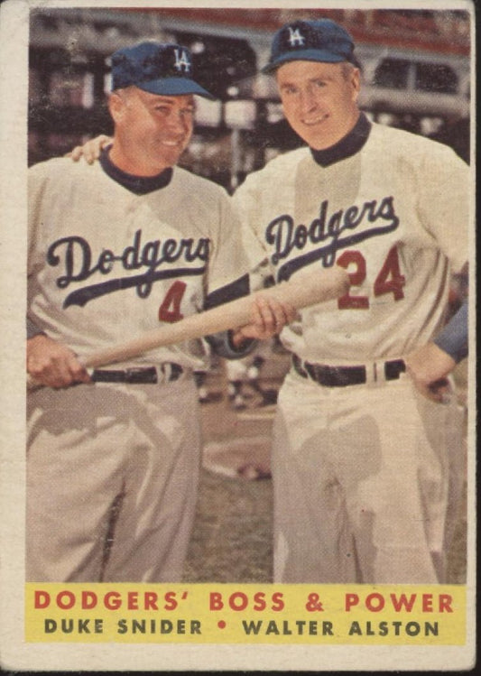 Dodgers' Boss & Power 1958 Topps Duke Snider / Walter Alston #314 GD - Collector Store LLC