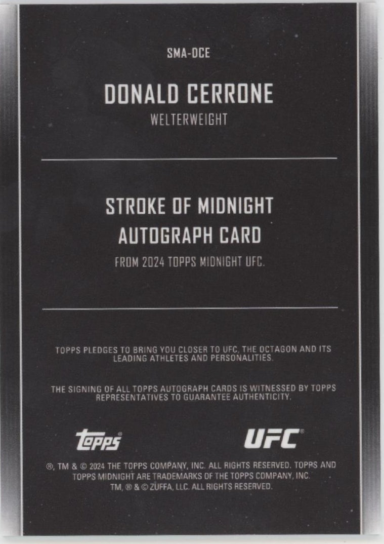 Donald Cerrone 2024 Topps Midnight Stroke of Midnight Auto #SMA - DCE - Collector Store LLC