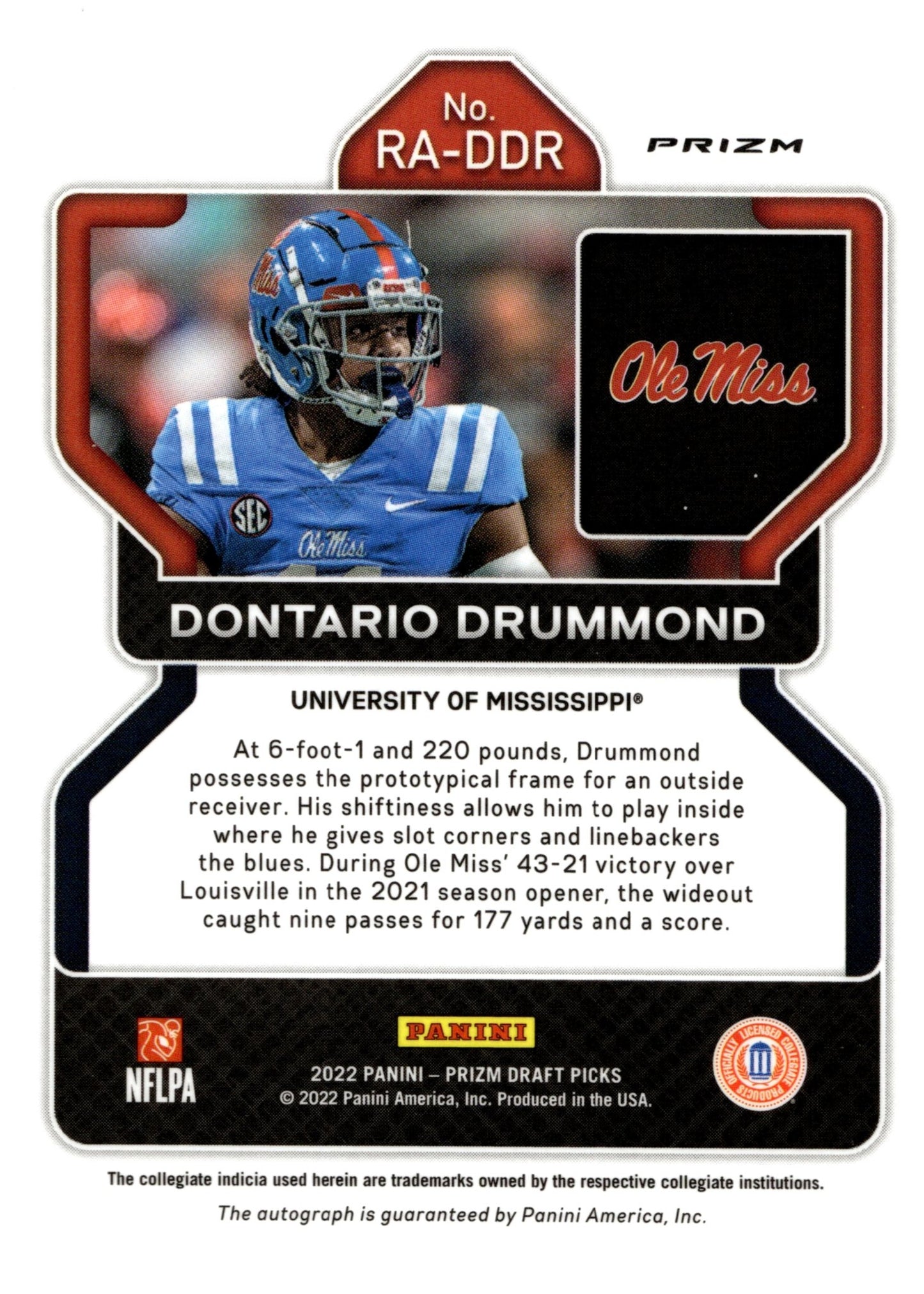 Dontario Drummond 2022 Panini Prizm Draft Picks Silver Prism Prizm Auto #RA - DDR - Collector Store LLC