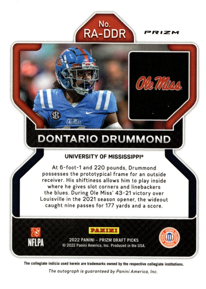 Dontario Drummond 2022 Panini Prizm Draft Picks Silver Prism Prizm Auto #RA - DDR - Collector Store LLC