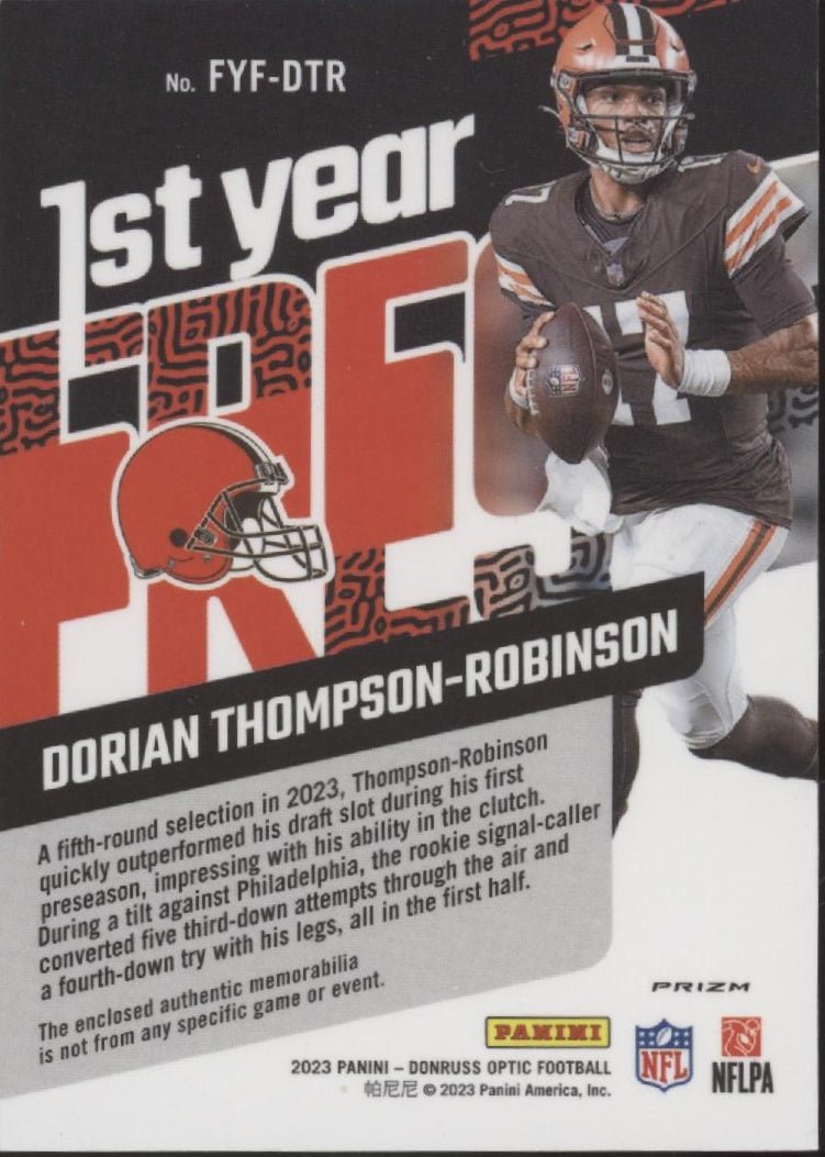 Dorian Thompson - Robinson 2023 Donruss Optic 1st Year Fresh Blue Prism Swatch RC - Collector Store LLC