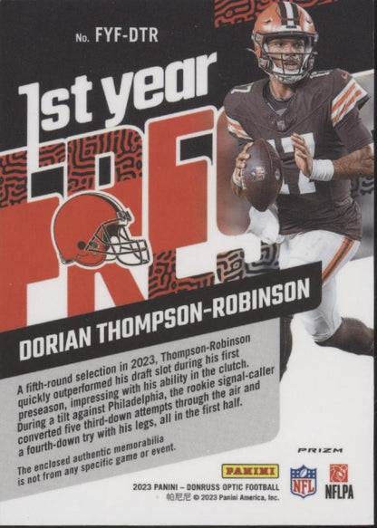 Dorian Thompson - Robinson 2023 Donruss Optic 1st Year Fresh Blue Prism Swatch RC - Collector Store LLC