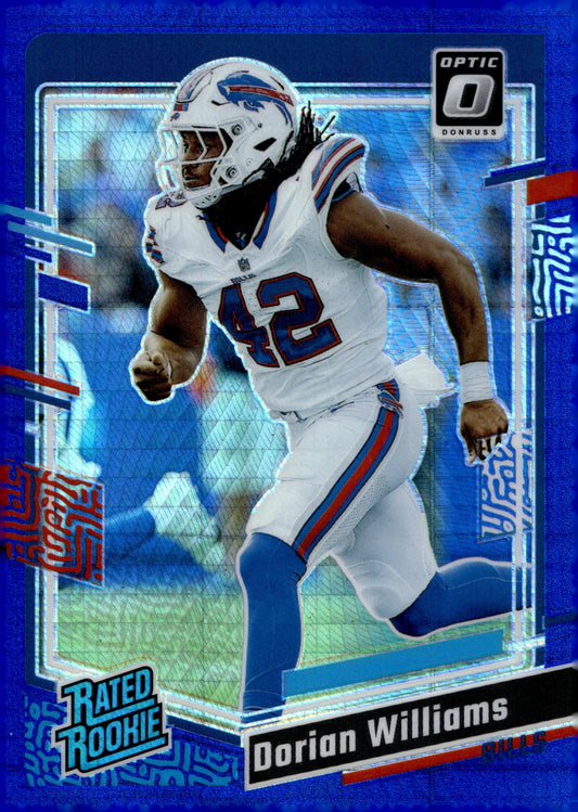 Dorian Williams 2023 Panini Donruss Optic Rated Rookie Blue Prism Prizm RC #212 - Collector Store LLC