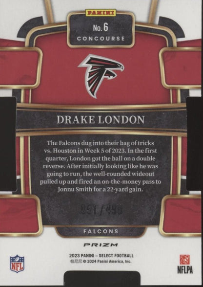 Drake London 2023 Panini Select Die - Cut Orange Prizm 051/499 #6 - Collector Store LLC