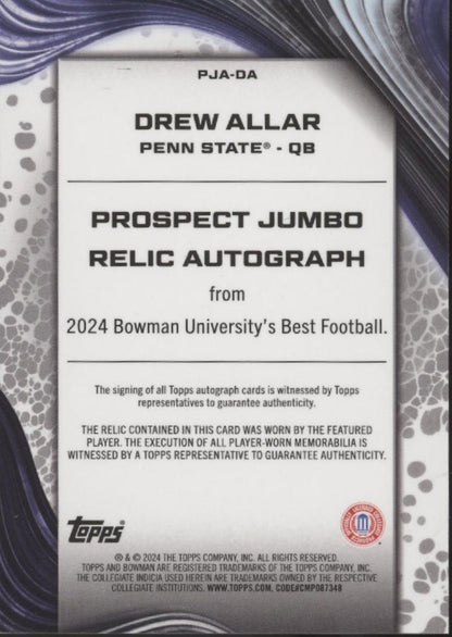 Drew Allar 2024 Bowman's Best University Swatch Auto #PJA - DA - Collector Store LLC