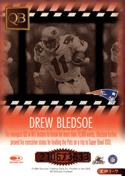 Drew Bledsoe 1999 Donruss Executive Producers 2106/3633 #EP1 - 7 - Collector Store LLC
