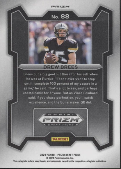 Drew Brees 2024 Panini Prizm Draft Picks Red Ice Prizm #88 - Collector Store LLC