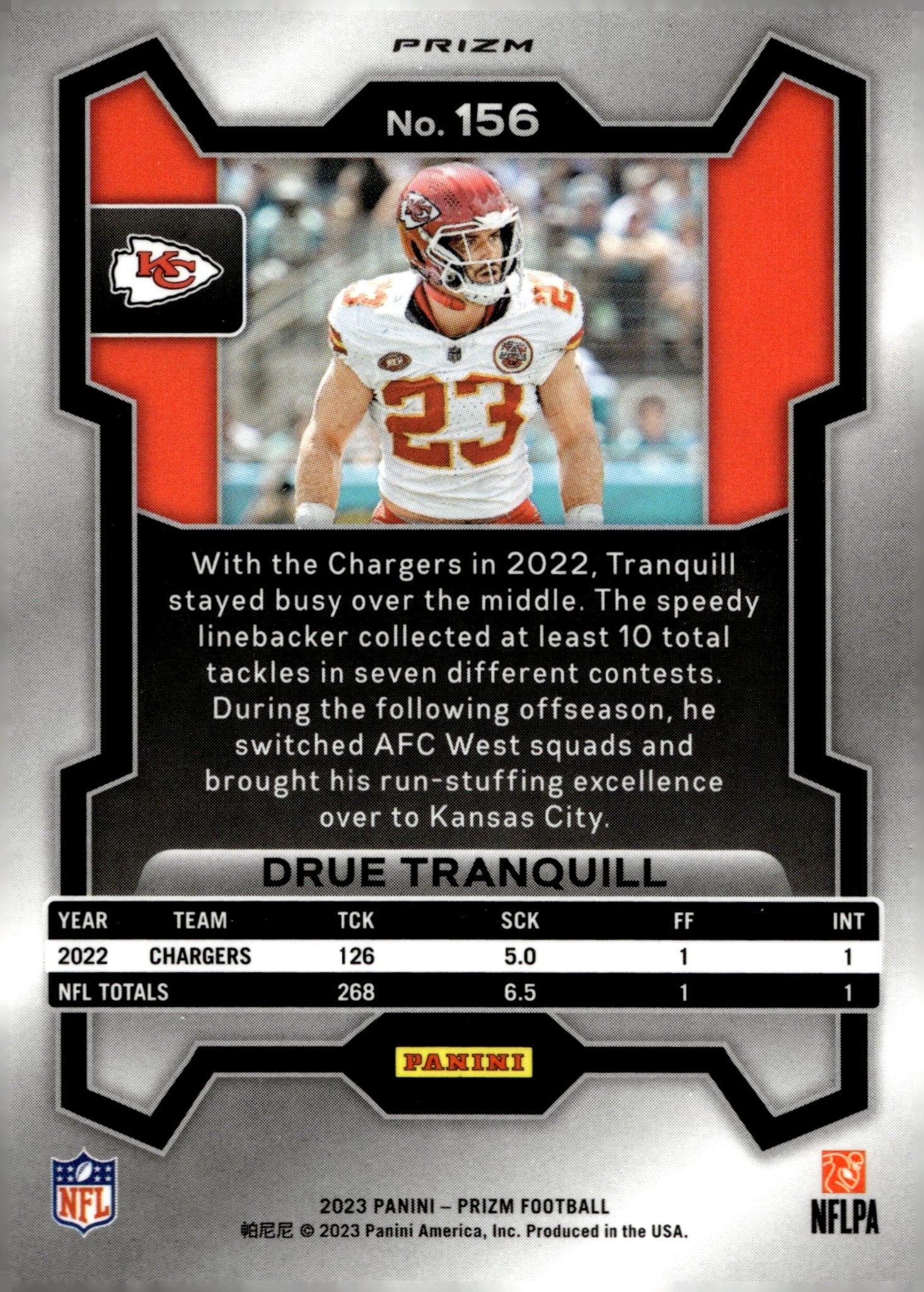 Drue Tranquill 2023 Panini Prizm Red Prizm #156 - Collector Store LLC