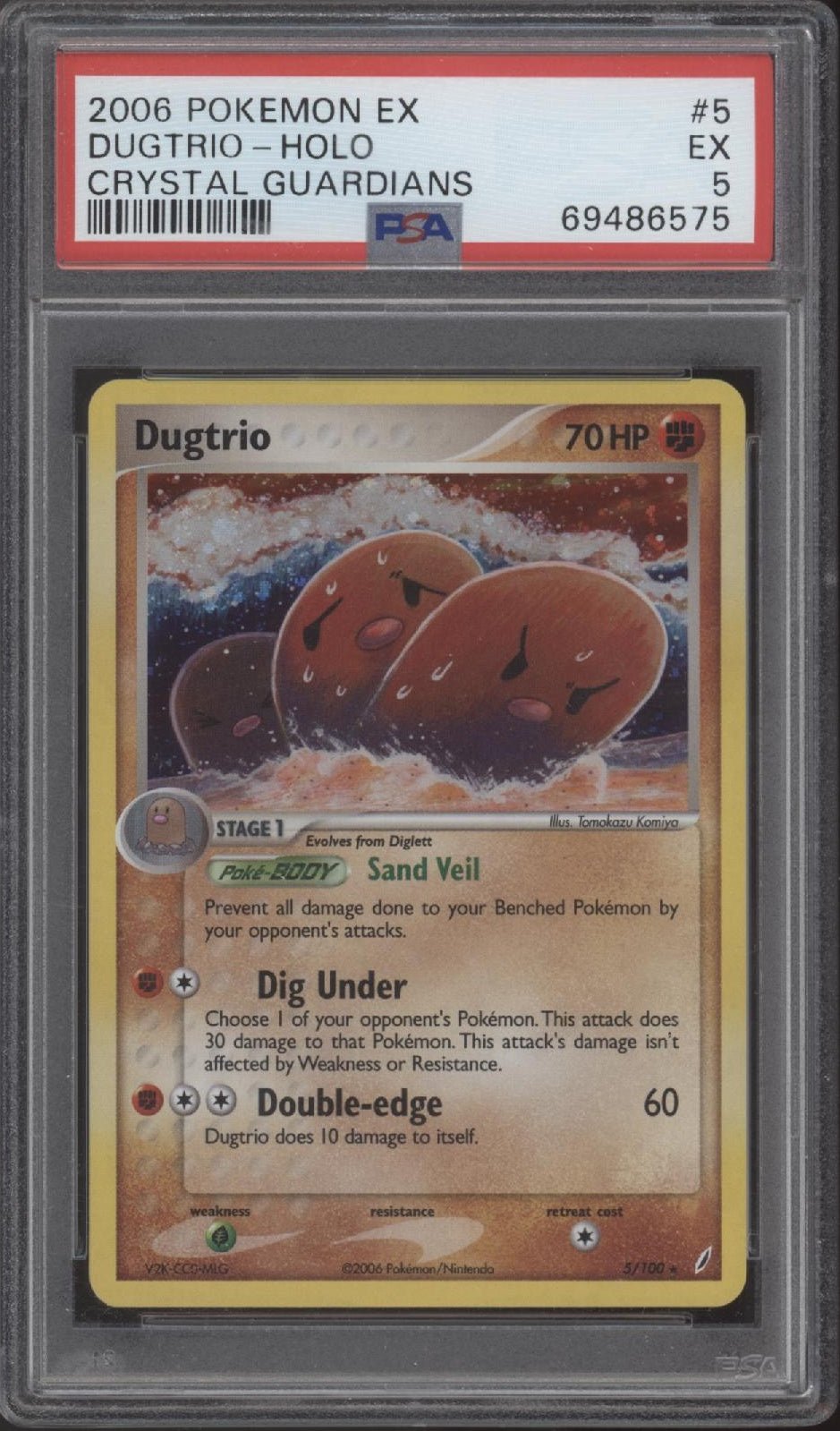 Dugtrio Pokemon Crystal Guardians Holo #5 PSA 5 - Collector Store LLC