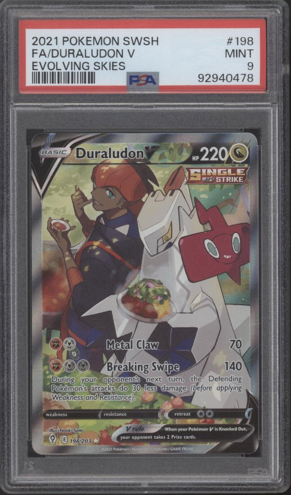 Duraludon V Pokemon Evolving Skies Full Art #198 PSA 9 - Collector Store LLC