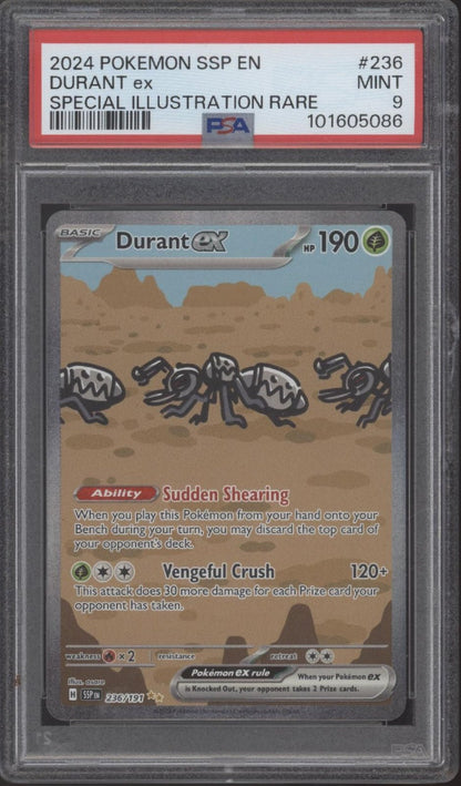Durant ex Pokemon Surging Sparks Special Illustration Rare #236 PSA 9 Durant ex Pokemon Surging Sparks Special Illustration Rare #236 PSA 9