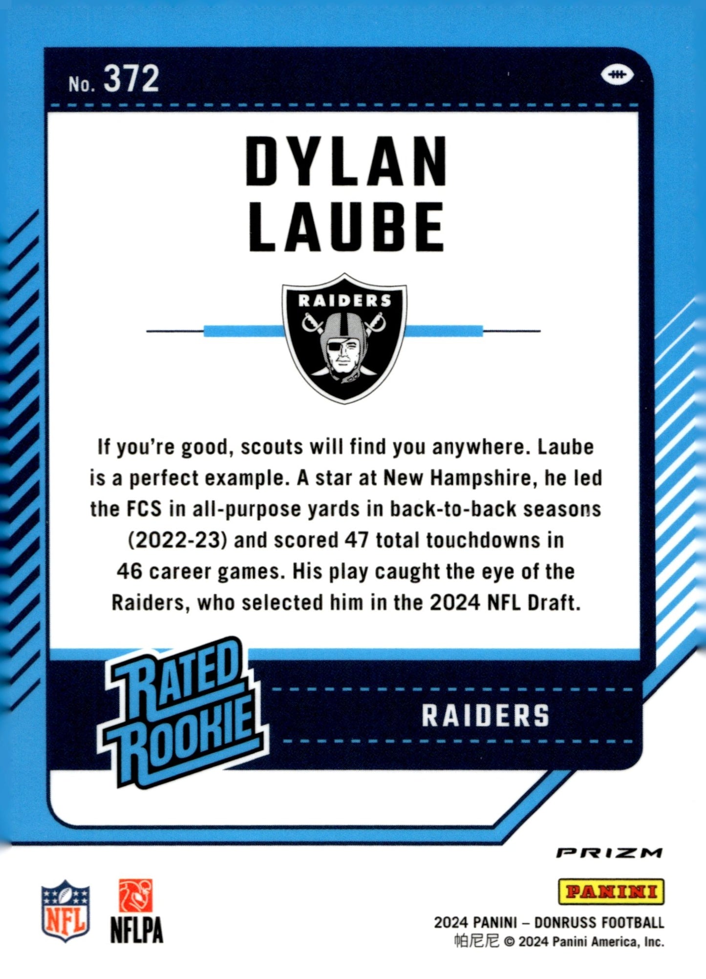 Dylan Laube 2024 Panini Donruss Rated Rookie Red Wave Prizm #372 - Collector Store LLC