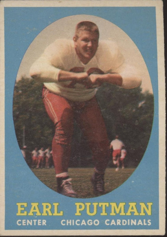 Earl Putman 1958 Topps RC #88 Chicago Cardinals VG - EX - Collector Store LLC