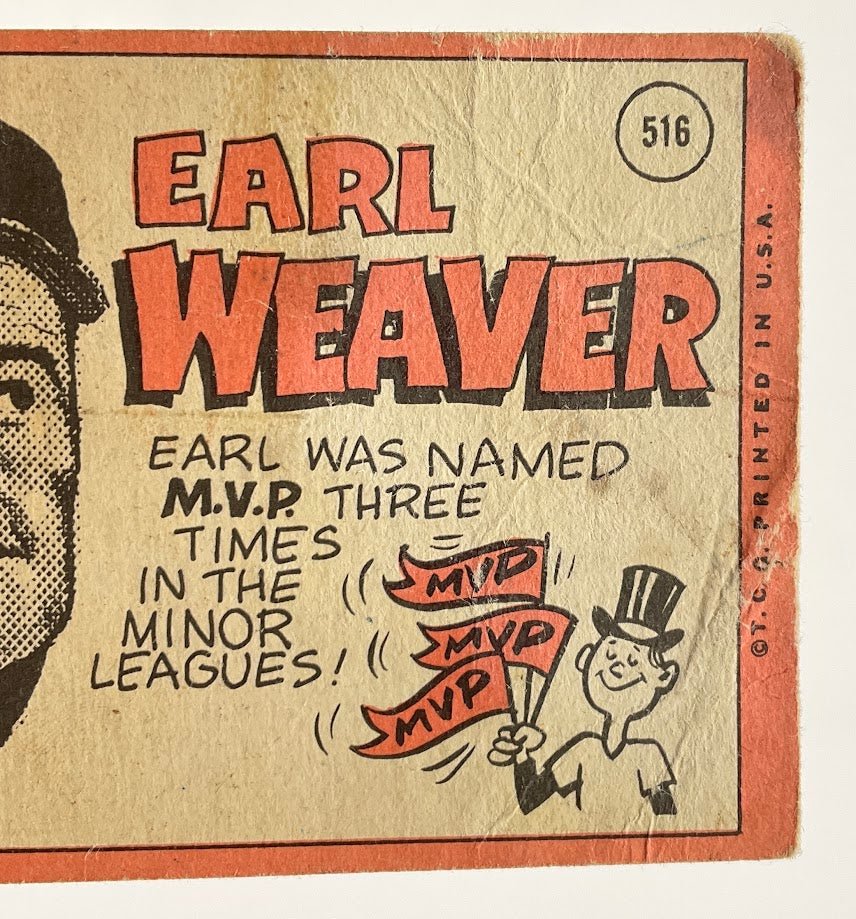 Earl Weaver 1969 Topps RC #516 Baltimore Orioles GD - Collector Store LLC