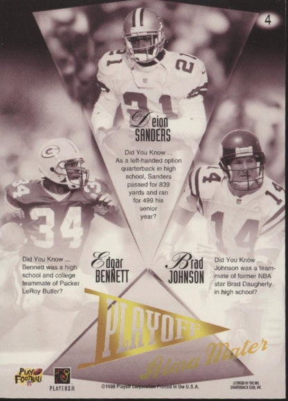 Edgar Bennett / Deion Sanders / Brad Johnson 1998 Playoff Florida St. Alma Mater - Collector Store LLC