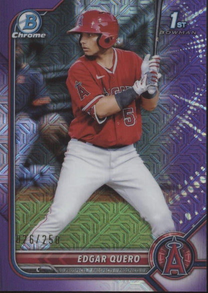 Edgar Quero 2022 Bowman Chrome Prospects Purple Mojo Refractor 026/250 #BCP - 123 - Collector Store LLC