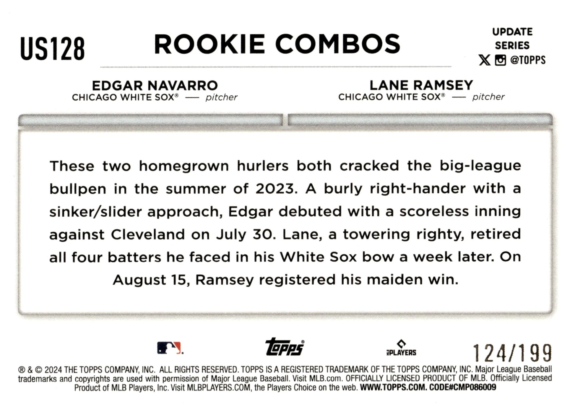 Edggar Navarro / Lane Ramsey 2024 Topps Update Series Red Foilboard RC 124/199 - Collector Store LLC