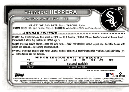 Eduardo Herrera 2024 Bowman Chrome Mojo Refractor BCP - 228 - Collector Store LLC