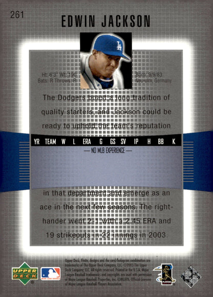 Edwin Jackson 2003 Upper Deck Finite Rookie Level One RC 1194/1299 261 - Collector Store LLC