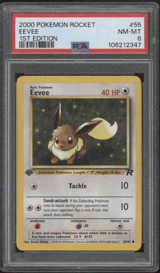 Eevee Pokemon Team Rocket 1st Edition 55 PSA 8 1 - Collector Store LLC