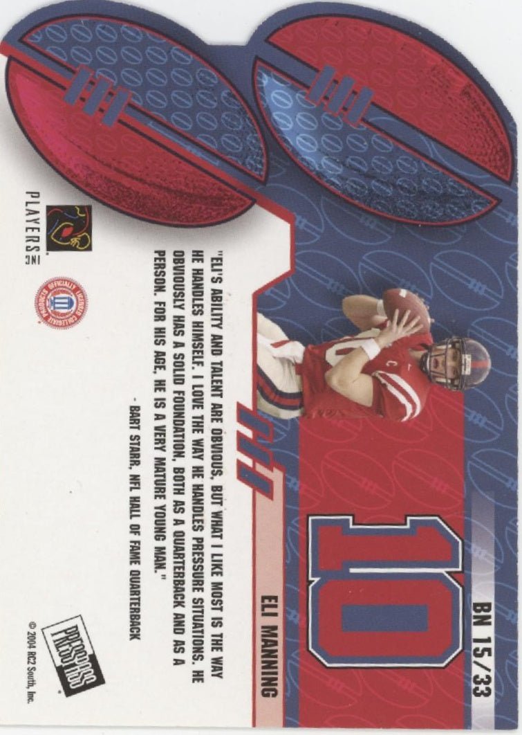 Eli Manning 2004 Press Pass Big Numbers 10 Die - Cut #15 - Collector Store LLC