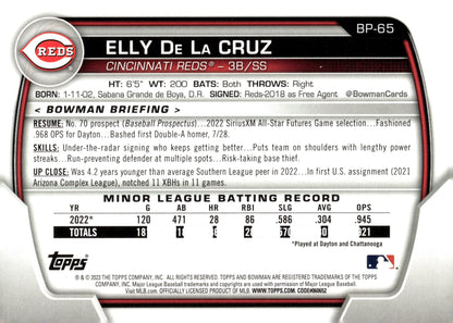 Elly De La Cruz 2023 Bowman BP - 65 - Collector Store LLC