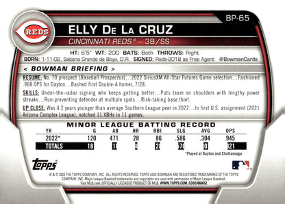 Elly De La Cruz 2023 Bowman #BP - 65 - Collector Store LLC