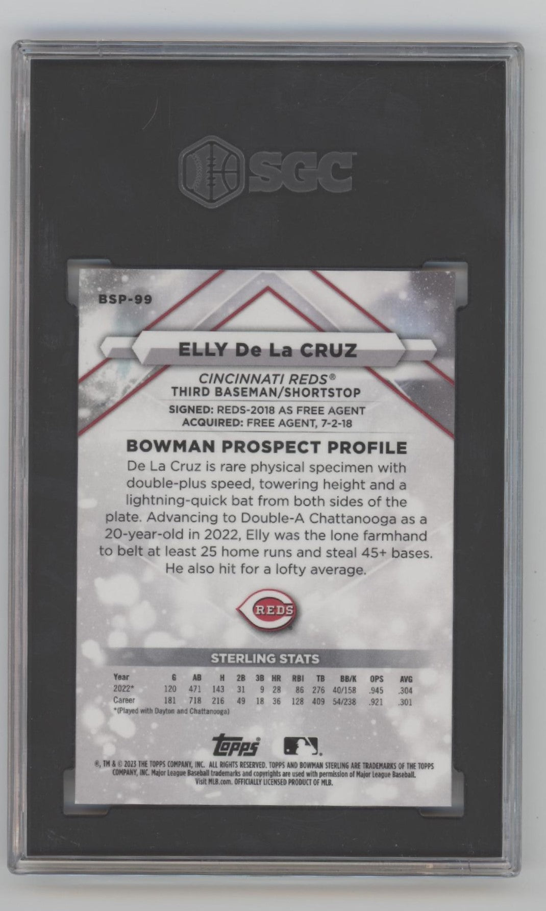 Elly De La Cruz 2023 Bowman Sterling Prospects #BSP - 99 SGC 10 - Collector Store LLC