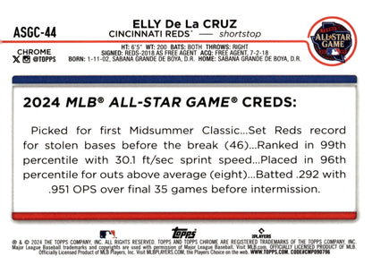 Elly De La Cruz 2024 Topps Chrome All Star Game Refractor RC #ASGC - 44 #2 - Collector Store LLC