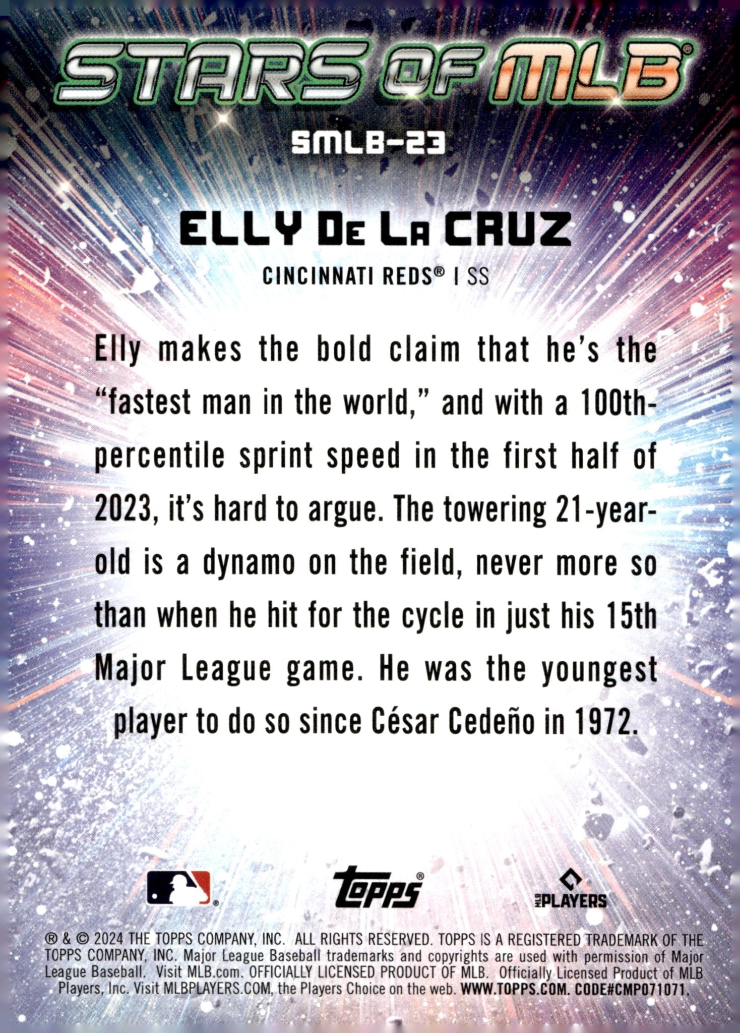 Elly De La Cruz 2024 Topps Series 1 Stars of MLB RC #SMLB - 23 #2 - Collector Store LLC
