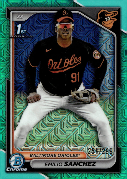 Emilio Sanchez 2024 Bowman Chrome Aqua Mojo Refractor 251/299 #BCP - 241 - Collector Store LLC