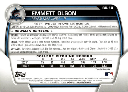 Emmett Olson 2023 Bowman Chrome Sky Blue 031/499 BD - 10 - Collector Store LLC