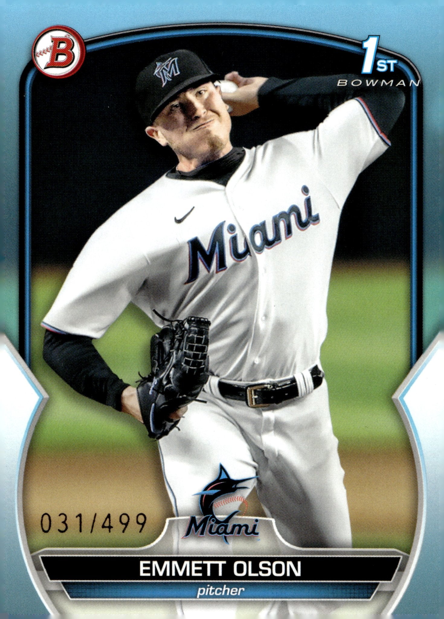 Emmett Olson 2023 Bowman Chrome Sky Blue 031/499 BD - 10 - Collector Store LLC