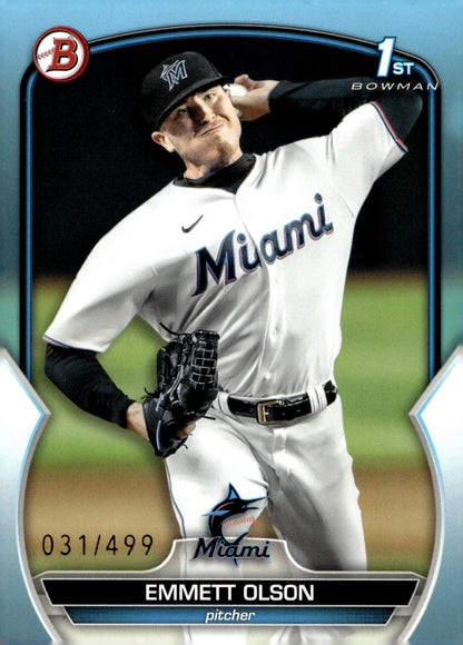 Emmett Olson 2023 Bowman Chrome Sky Blue 031/499 BD - 10 - Collector Store LLC