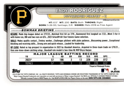 Endy Rodriguez 2024 Bowman Chrome RC 97 2 - Collector Store LLC