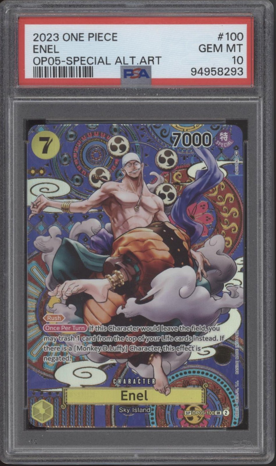 Enel One Piece Card Game Awakening of the New Era Special Alt Art #100 PSA 10 - Collector Store LLC