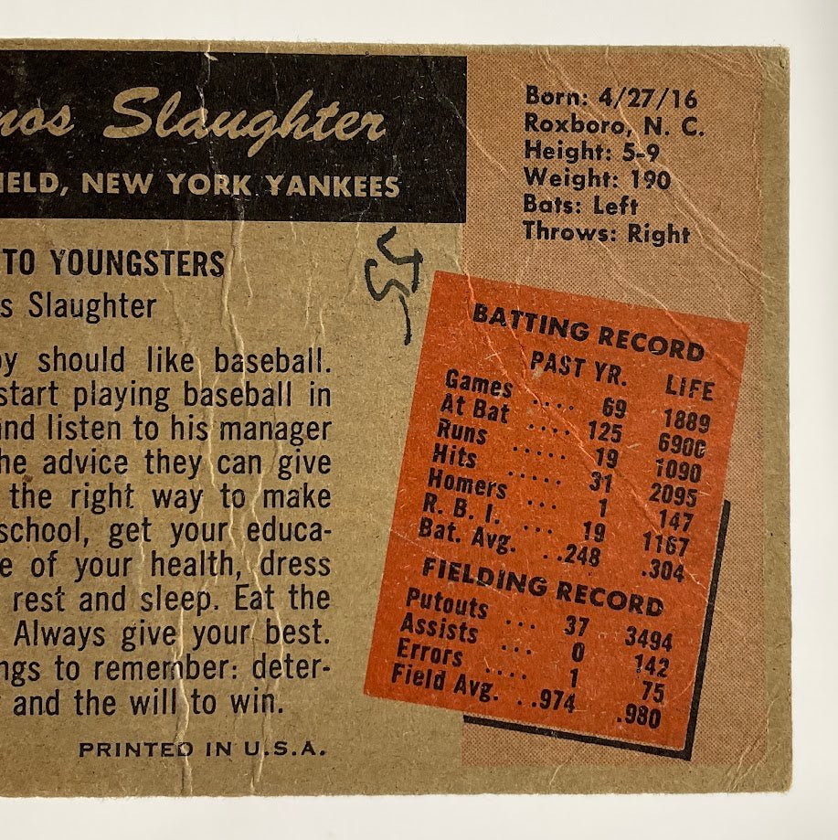 Enos Slaughter 1955 Bowman #60 New York Yankees GD - Collector Store LLC