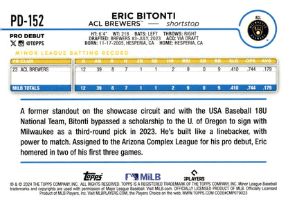 Eric Bitonti 2024 Topps Pro Debut PD - 152 - Collector Store LLC