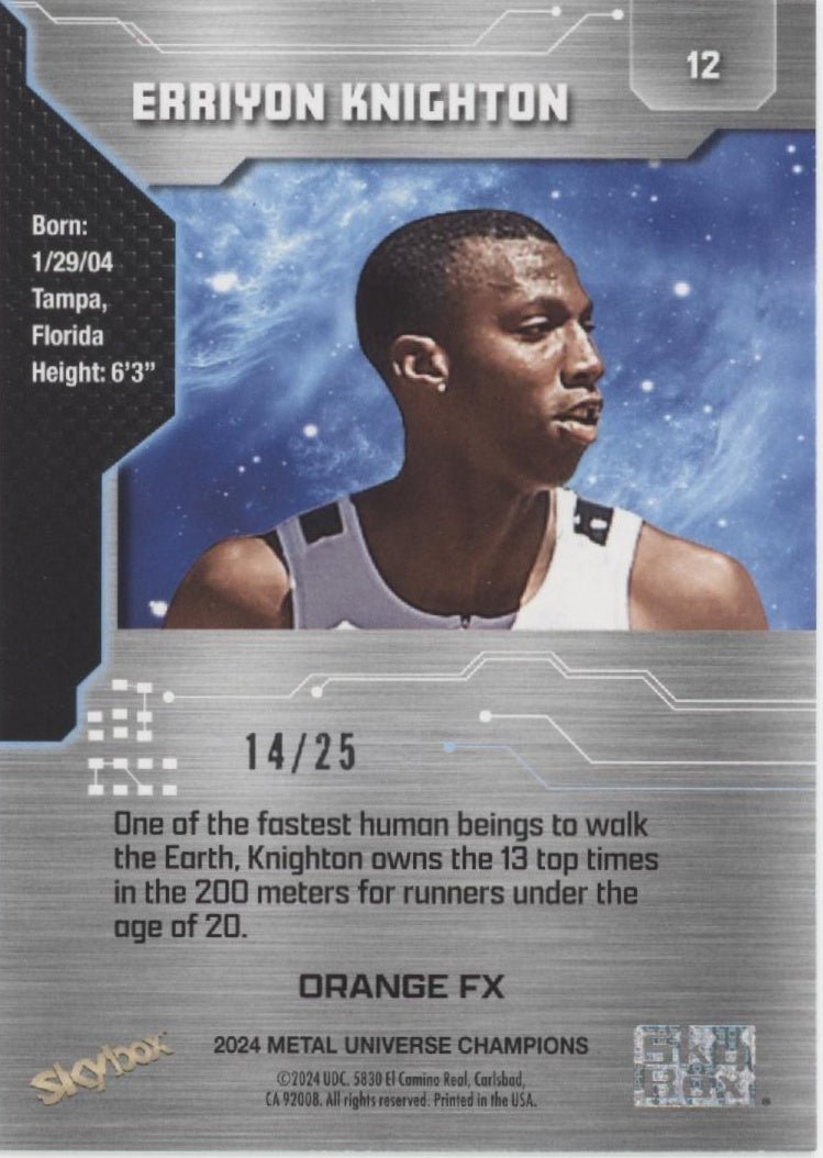 Erriyon Knighton 2024 Skybox Metal Universe Champions Orange FX RC 14/25 12 - Collector Store LLC