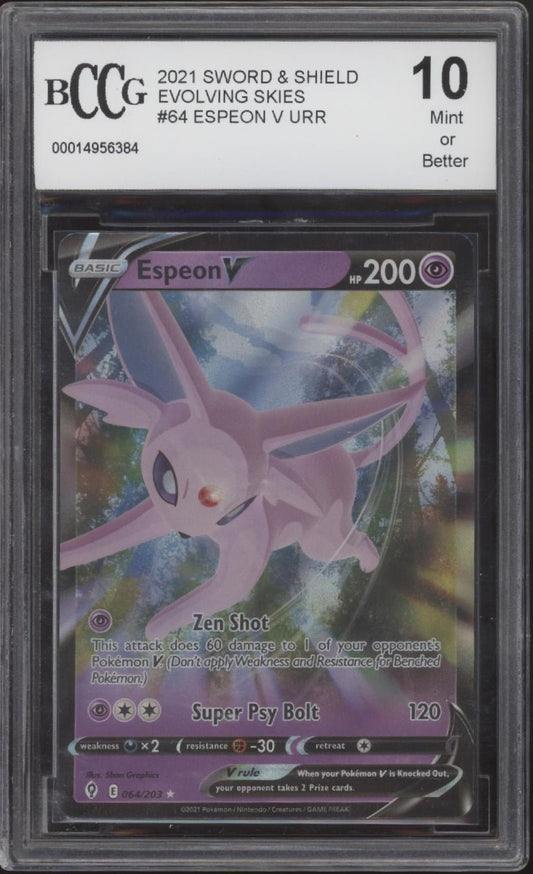 Espeon V Pokemon Evolving Skies #64 Beckett 10 - Collector Store LLC