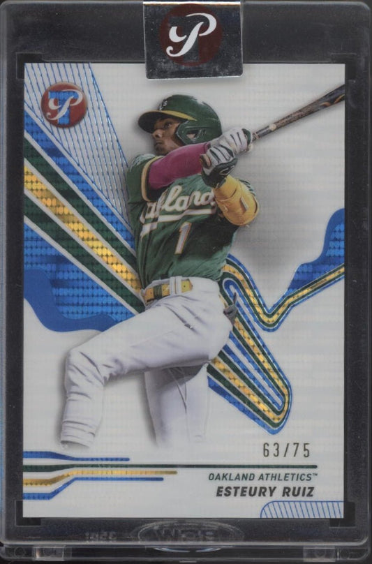 Esteury Ruiz 2024 Topps Pristine Blue Pulsar Refractor 63/75 #151 - Collector Store LLC