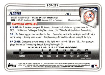 Estevan Florial 2020 Bowman Chrome Prospect Green Refractor 53/99 BCP - 223 - Collector Store LLC