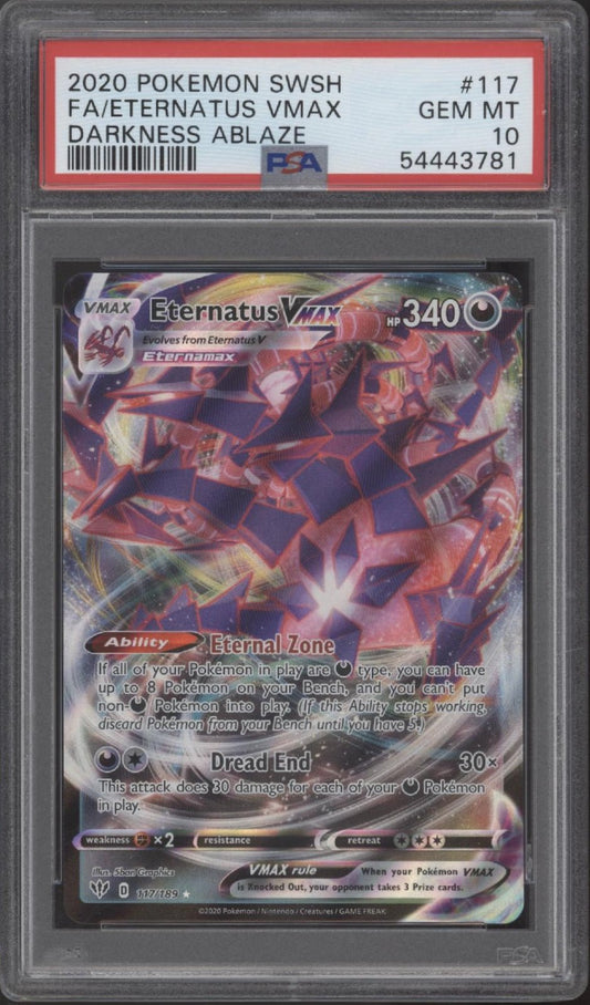 Eternatus VMAX Pokemon Darkness Ablaze Full Art #117 PSA 10 - Collector Store LLC