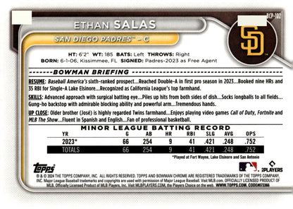 Ethan Salas 2024 Bowman Chrome Mojo Refractor BCP - 102 2 - Collector Store LLC