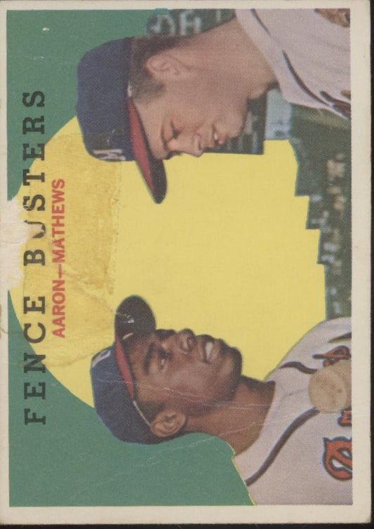 Fence Busters 1959 Topps Hank Aaron / Eddie Mathews #212 Milwaukee Braves PR - Collector Store LLC