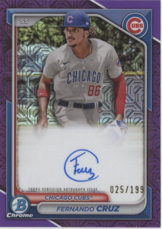 Fernando Cruz 2024 Bowman Chrome Purple Mojo Refractor Auto 025/199 #BMA - FC - Collector Store LLC