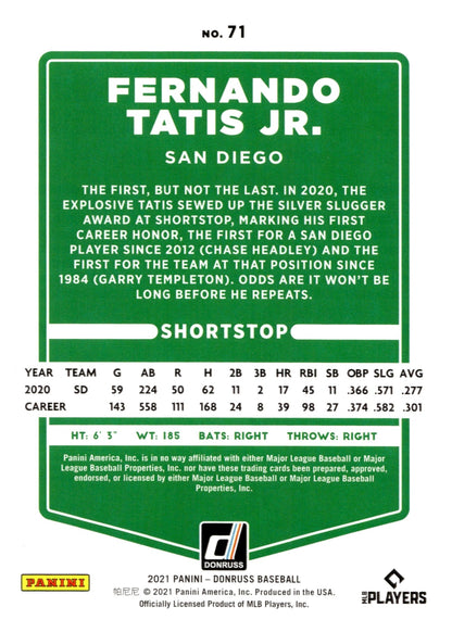 Fernando Tatis Jr. 2021 Panini Donruss Red 1988/2021 71 - Collector Store LLC