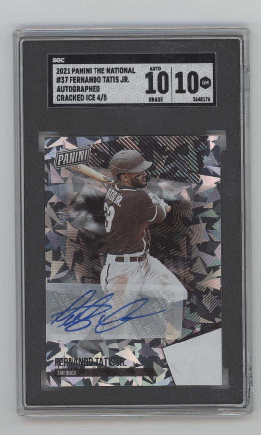 Fernando Tatis Jr. 2021 Panini The National Cracked Ice Auto 4/5 SGC 10 / 10 - Collector Store LLC