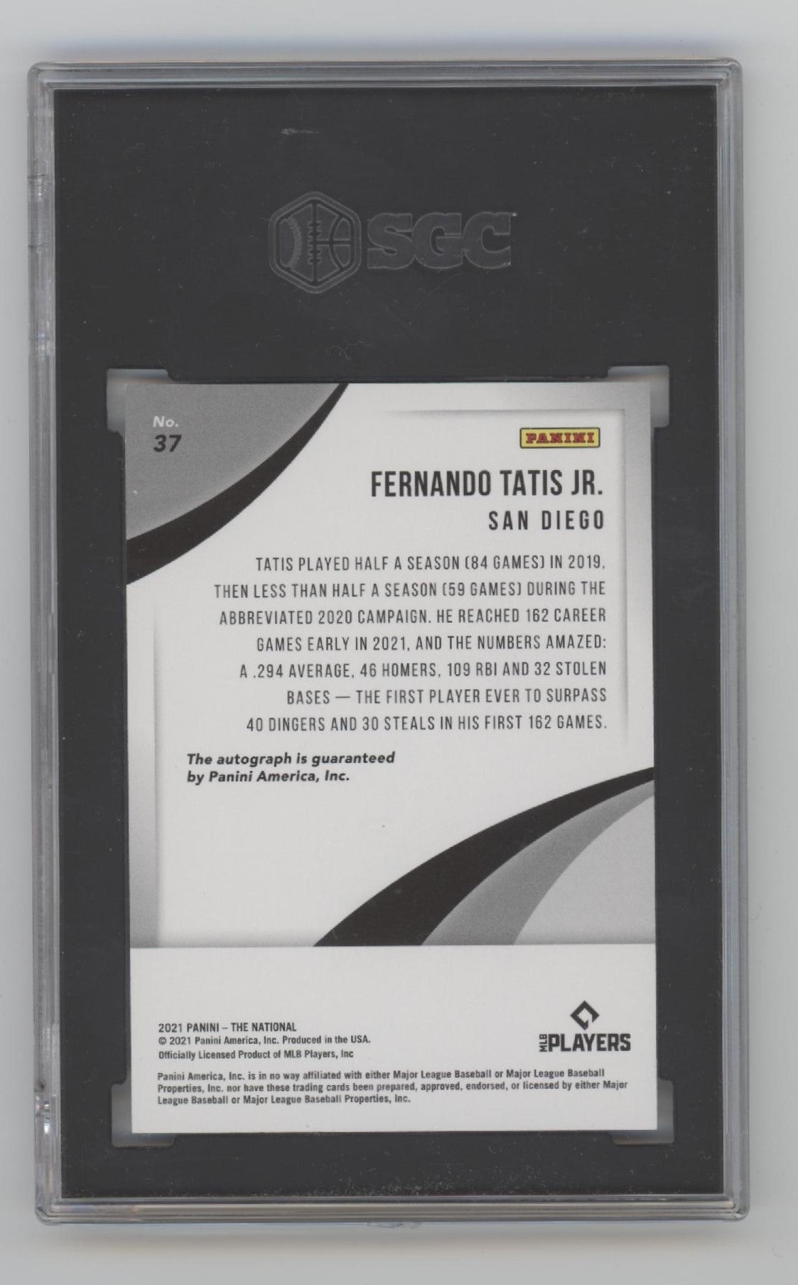 Fernando Tatis Jr. 2021 Panini The National Cracked Ice Auto 4/5 SGC 10 / 10 - Collector Store LLC