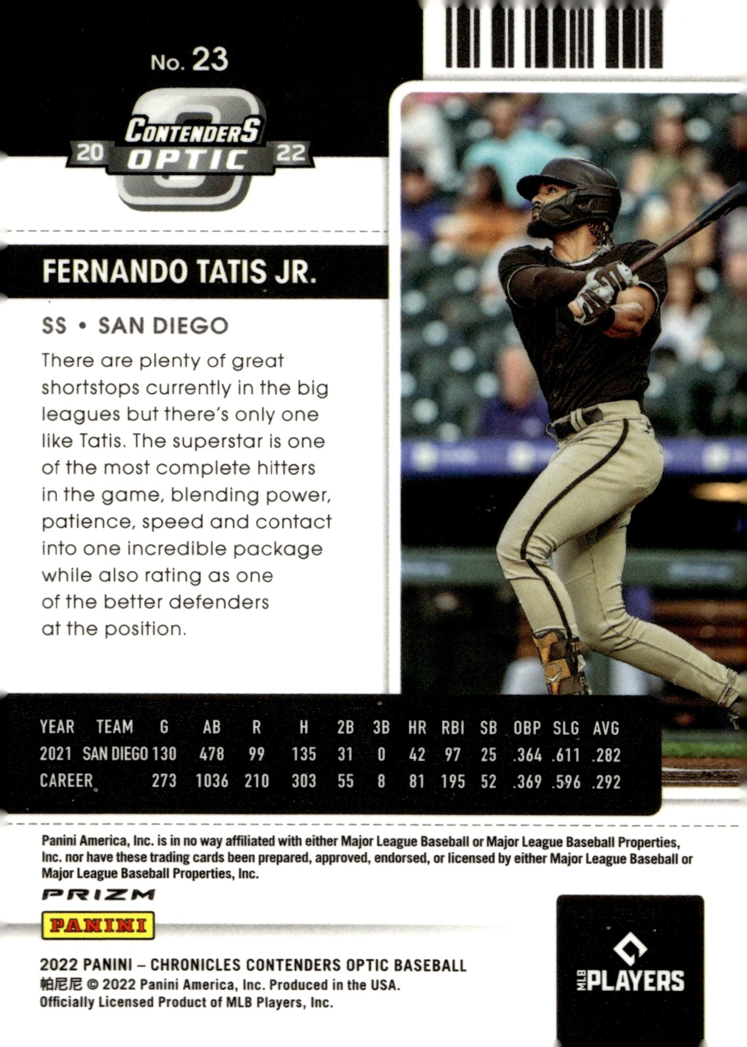 Fernando Tatis Jr. 2022 Chronicles Contenders Optic Season Pink Pulsar Prizm 23 - Collector Store LLC